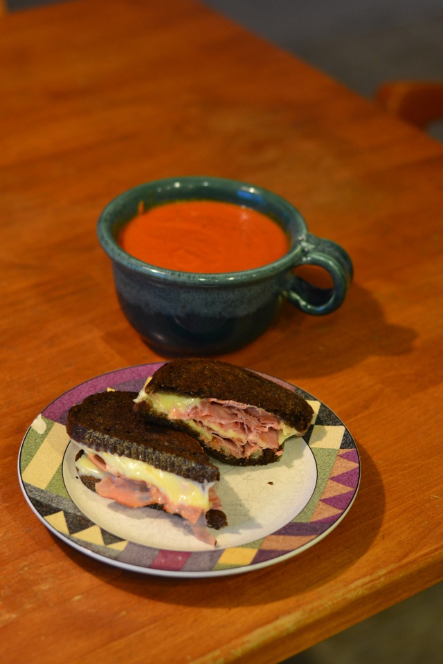 Grilled Ham and Cheese with Tomato Soup